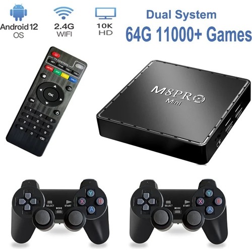 M8PRO Mini 2.4g 10K Ultra Hd 64 GB Tv Box + Game Box Android 12.1 Tv + Oyun Konsolu 2in1