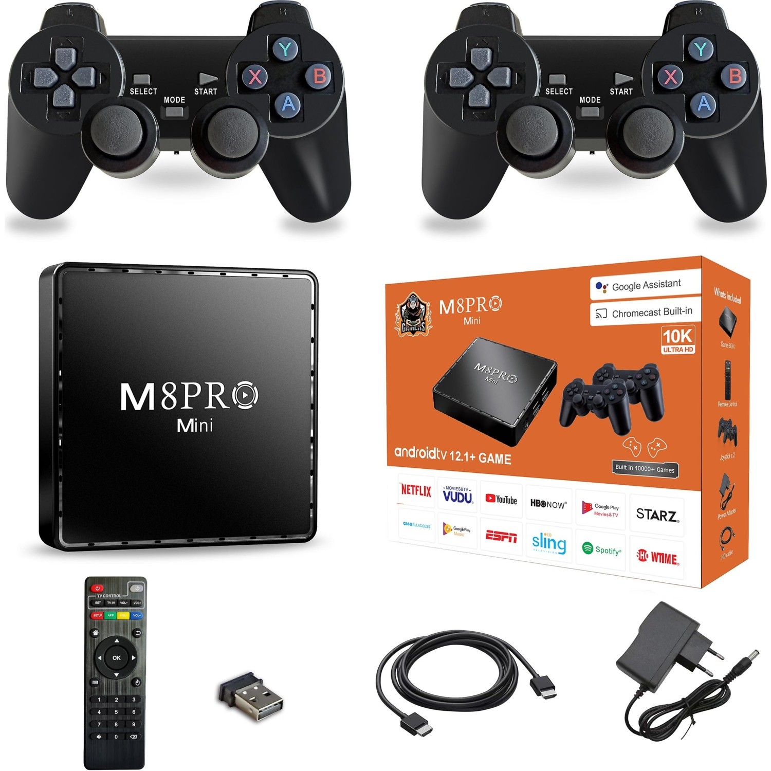M8PRO Mini 2.4g 10K Ultra Hd 64 GB Tv Box + Game Box Android 12.1 Tv + Oyun Konsolu 2in1