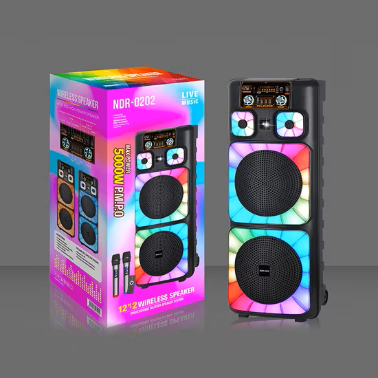 NDR 0202 Full RGB Panel 50 WATT Taşınabilir Büyük Boy Bluetooth Mikrofonlu Hoparlör Ses Sistemi