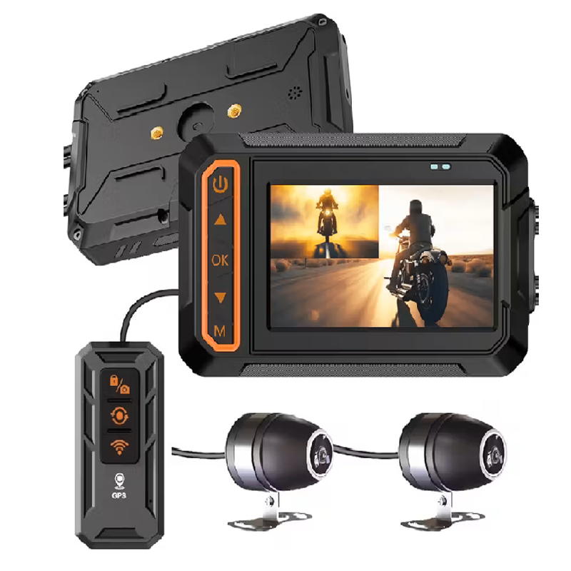 Su Geçirmez Çift Motosiklet Kamerası – 1080P Ön & Arka, 155° Geniş Açı, WiFi & GPS Destekli