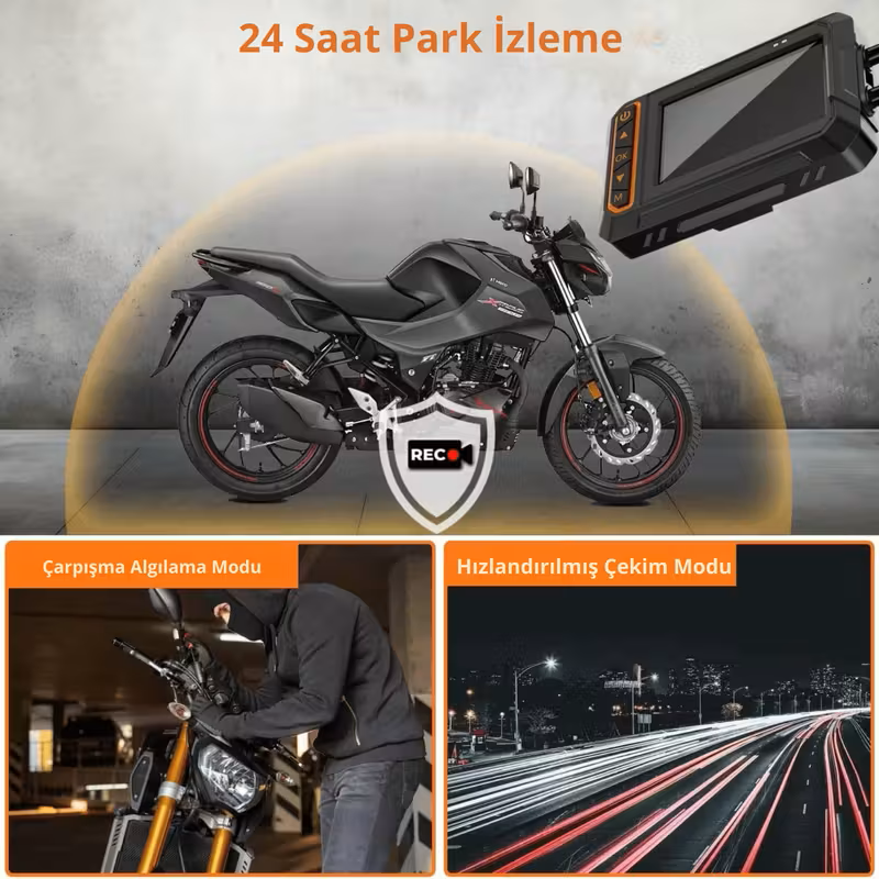 Su Geçirmez Çift Motosiklet Kamerası – 1080P Ön & Arka, 155° Geniş Açı, WiFi & GPS Destekli