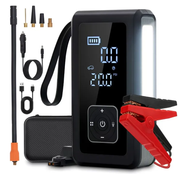Şarjlı Pompa, Akü Takviyesi, Fener, Powerbank Özellikli, Taşınabilir Kompresör, Araç Pompası